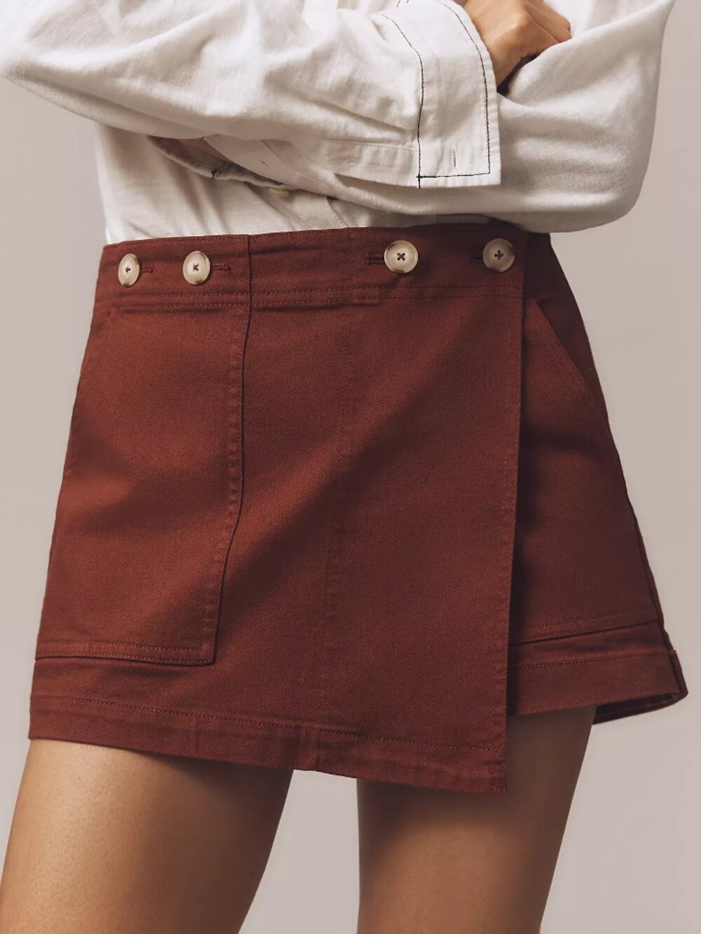 NWT Anthropologie Pilcro The Kit Utility Skort Size 32 Brick Red High Rise